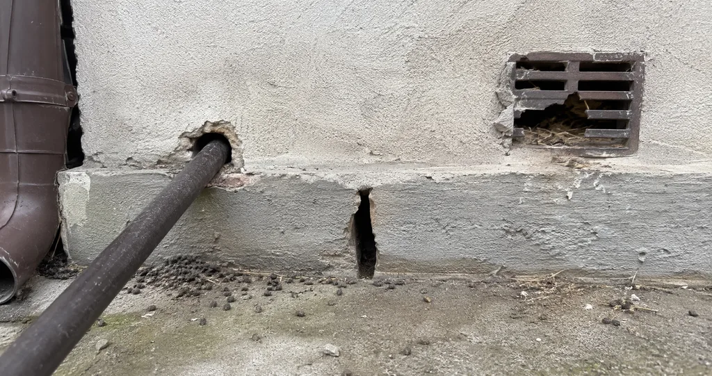 Căile de acces ale șobolanilor: fisuri în zid, goluri în jurul țevilor și grilaje de aerisire neprotejate