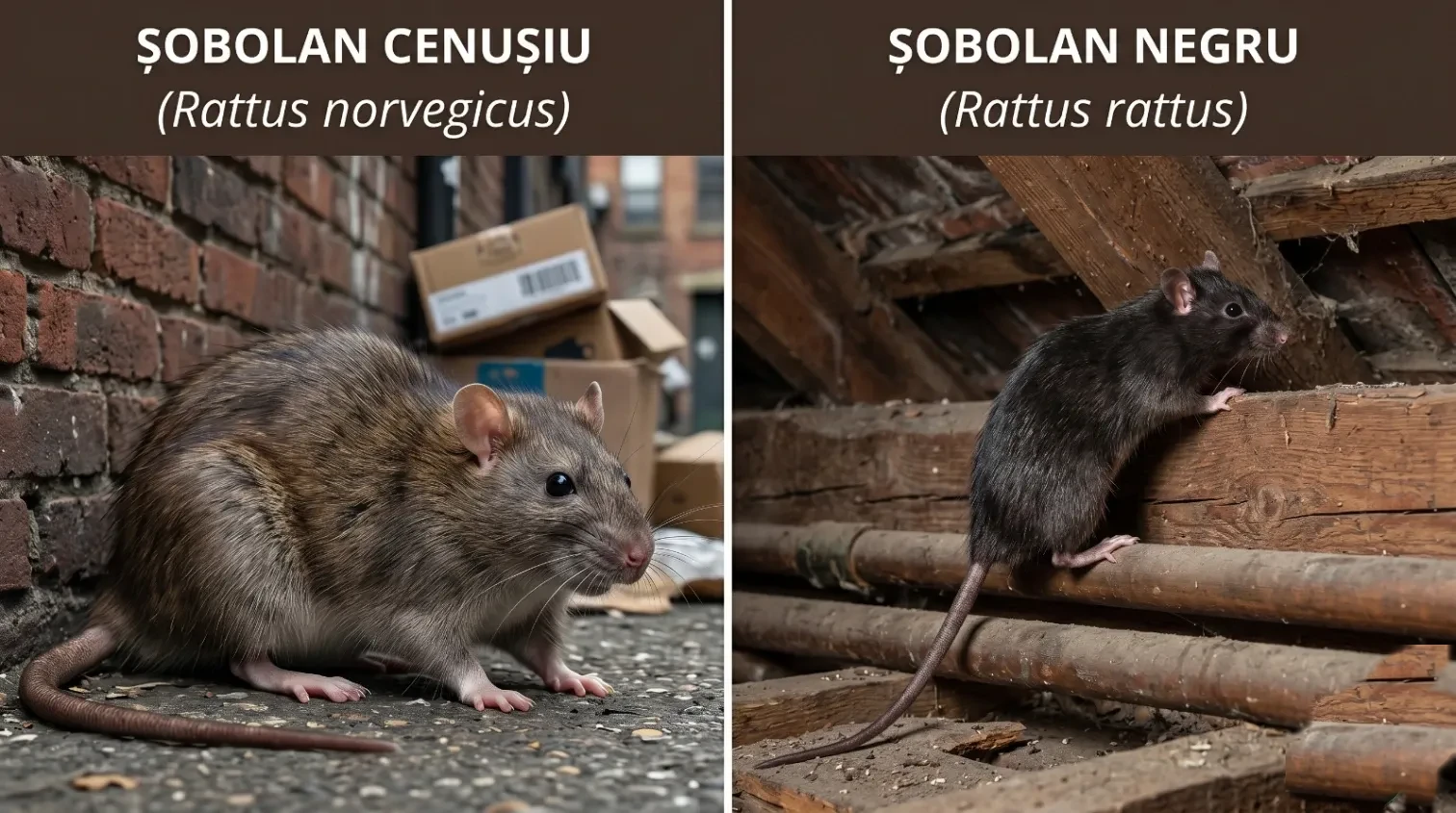 Șobolanul cenușiu (Rattus norvegicus) versus șobolanul negru (Rattus rattus) — diferențe de habitat și comportament